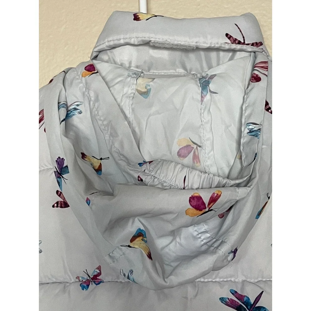 Zara Baby Girl Puffer Vest Hooded Dragonfly Butterfly Print 6-9M‎ Warm Outdoors